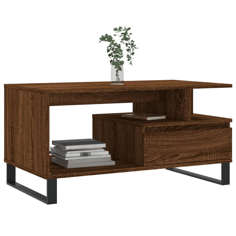 vidaXL barna tölgyszínű szerelt fa dohányzóasztal 90x49x45 cm
