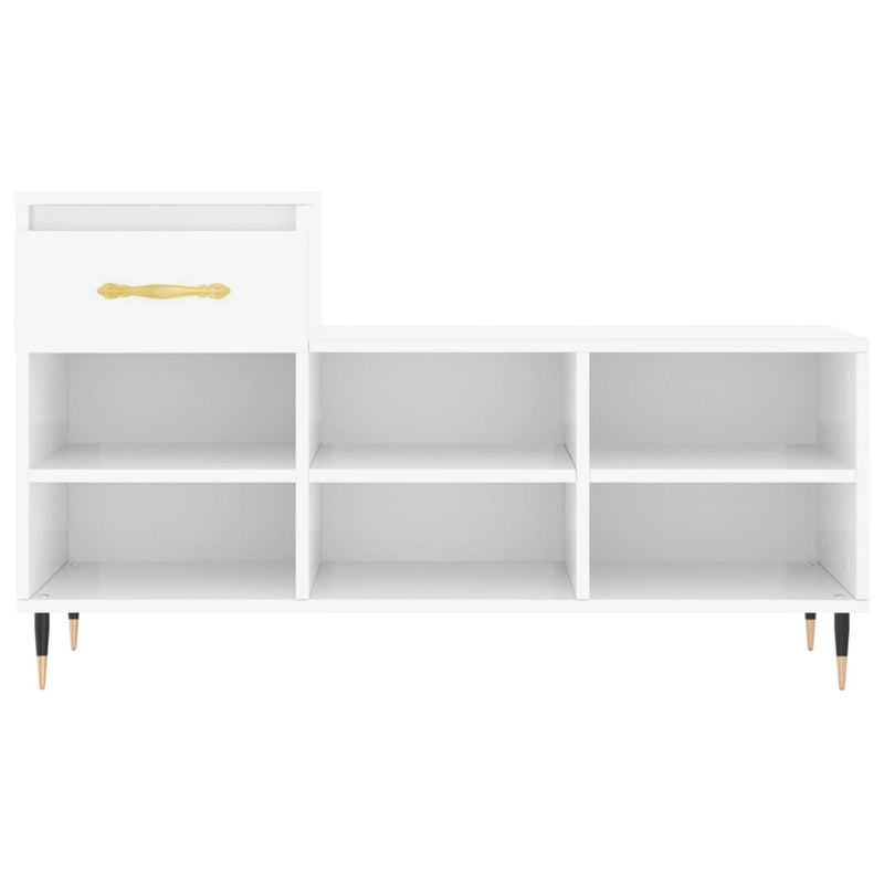 vidaXL magasfényű fehér szerelt fa cipősszekrény 102x36x60 cm