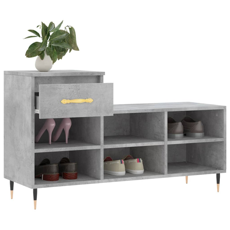 vidaXL betonszürke szerelt fa cipőszekrény 102x36x60 cm