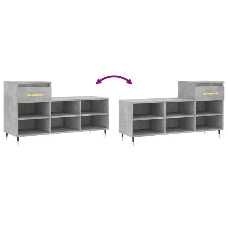 vidaXL betonszürke szerelt fa cipőszekrény 102x36x60 cm
