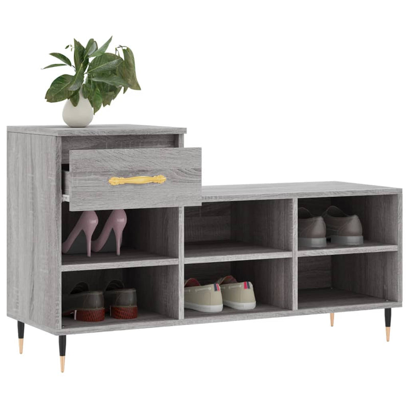 vidaXL szürke sonoma színű szerelt fa cipősszekrény 102x36x60 cm
