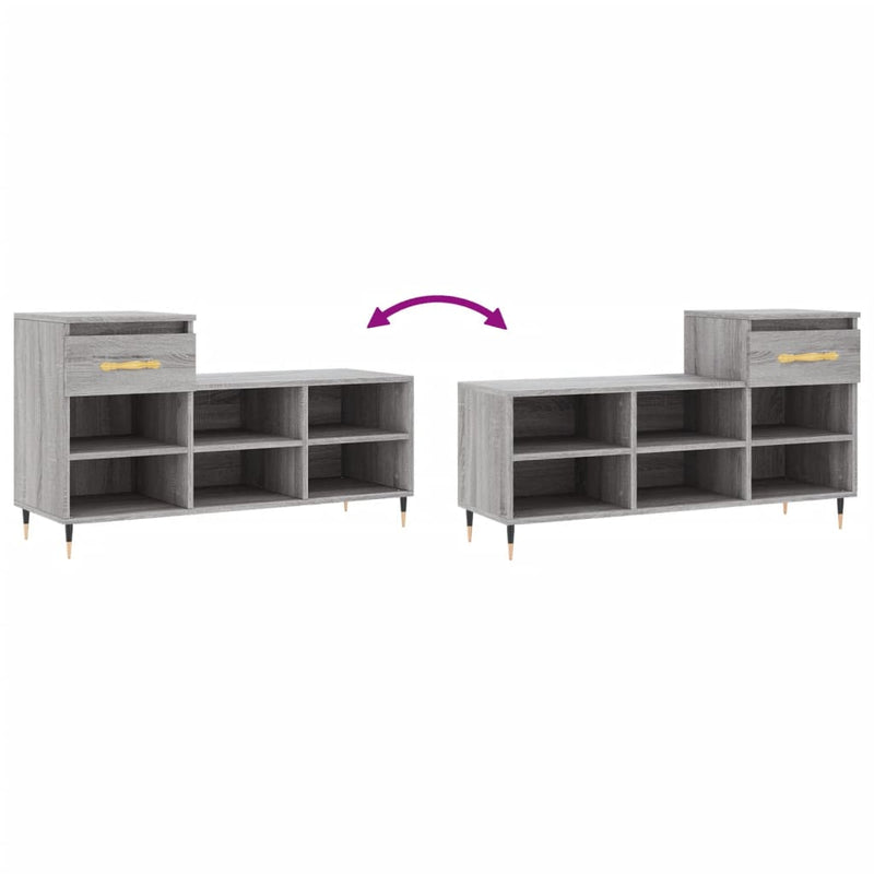 vidaXL szürke sonoma színű szerelt fa cipősszekrény 102x36x60 cm