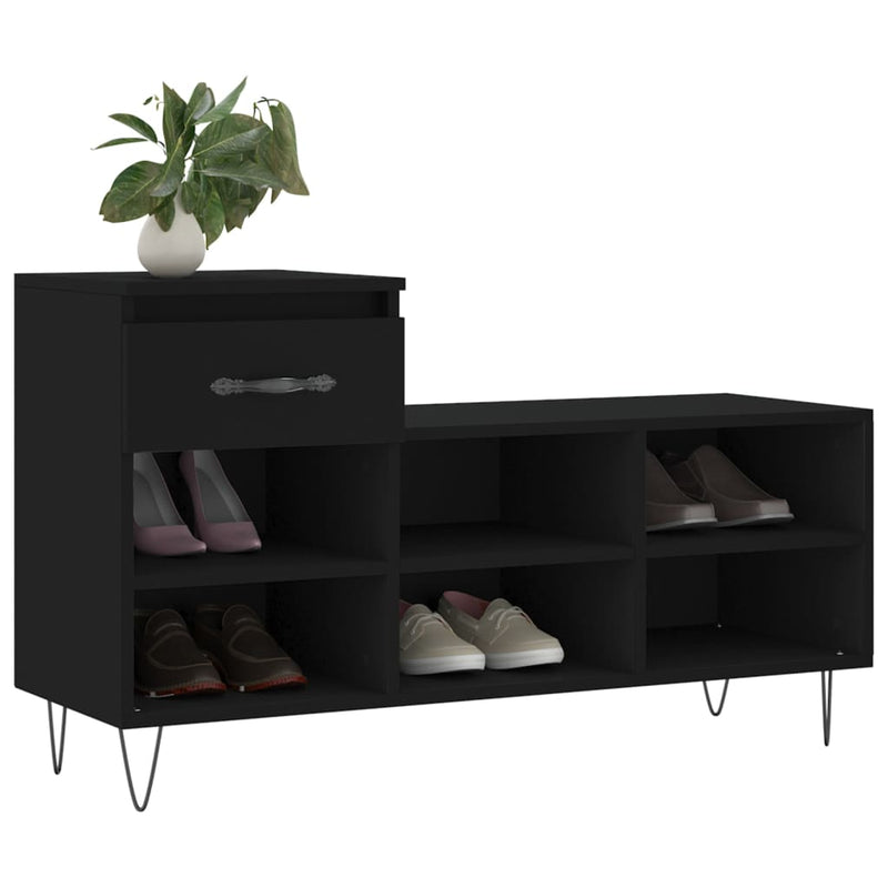 vidaXL fekete szerelt fa cipősszekrény 102x36x60 cm