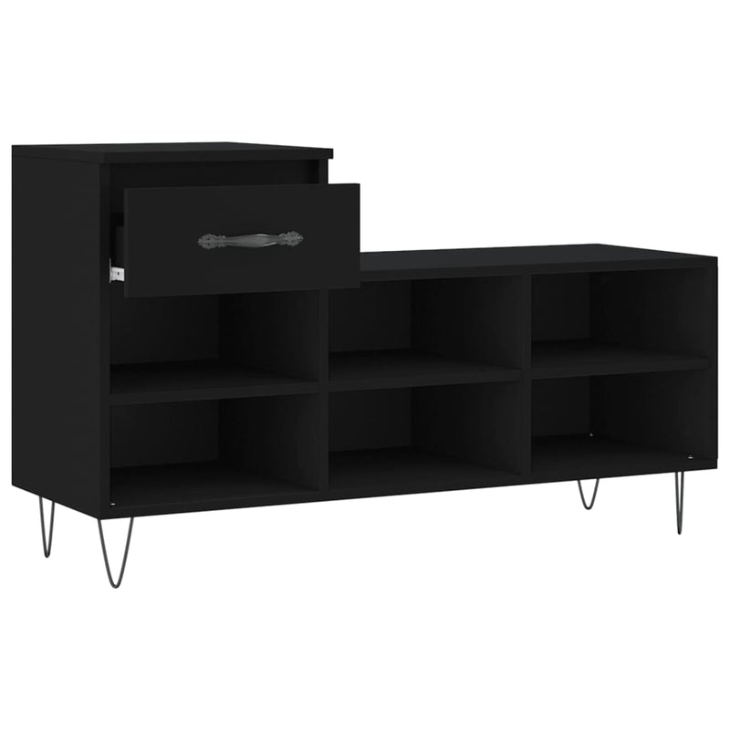 vidaXL fekete szerelt fa cipősszekrény 102x36x60 cm