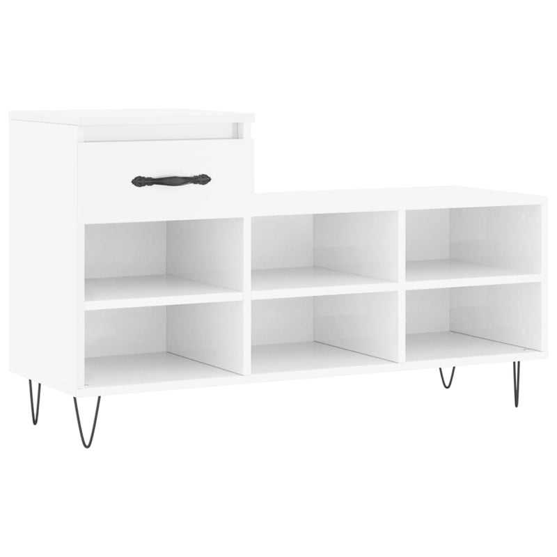 vidaXL magasfényű fehér szerelt fa cipősszekrény 102x36x60 cm