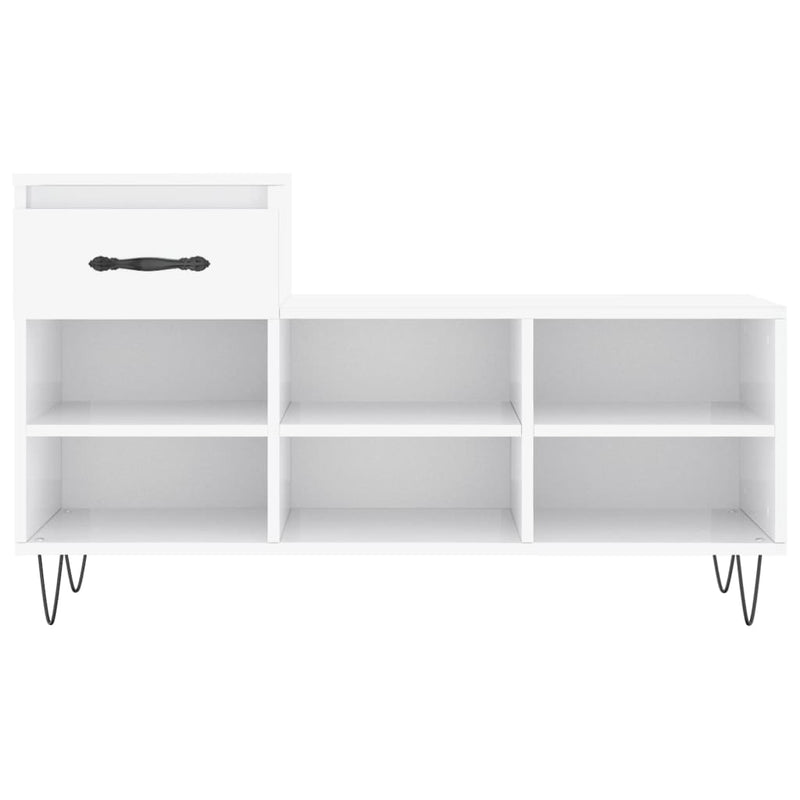 vidaXL magasfényű fehér szerelt fa cipősszekrény 102x36x60 cm