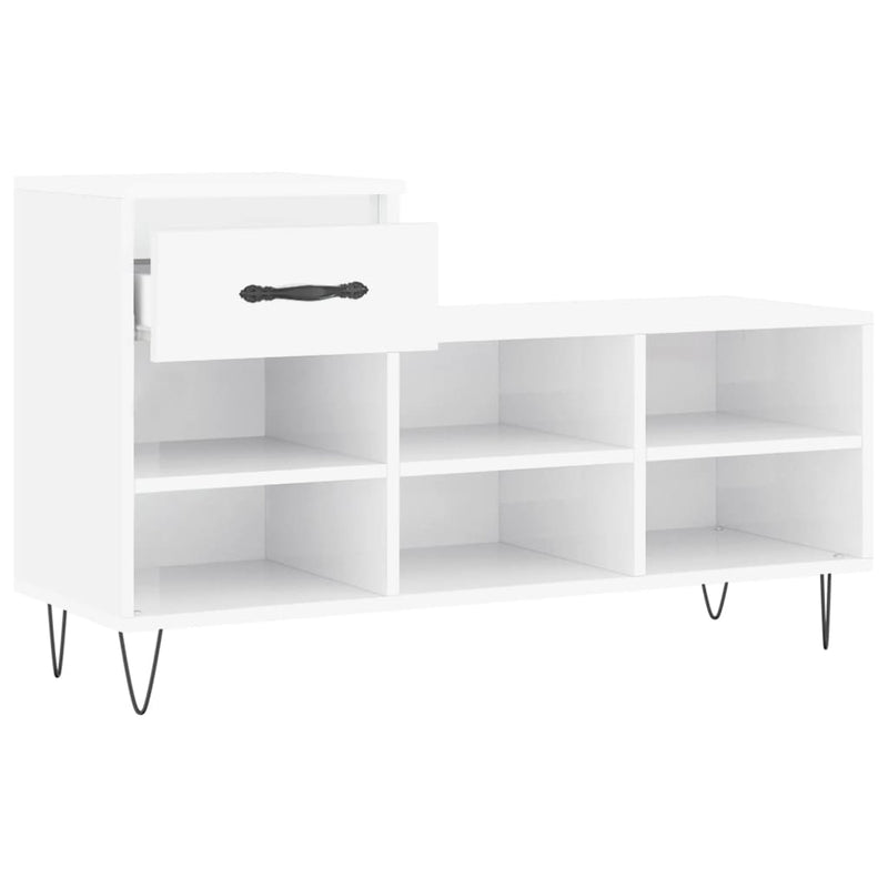 vidaXL magasfényű fehér szerelt fa cipősszekrény 102x36x60 cm