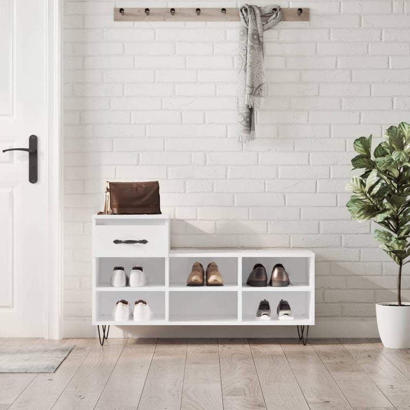 vidaXL magasfényű fehér szerelt fa cipősszekrény 102x36x60 cm