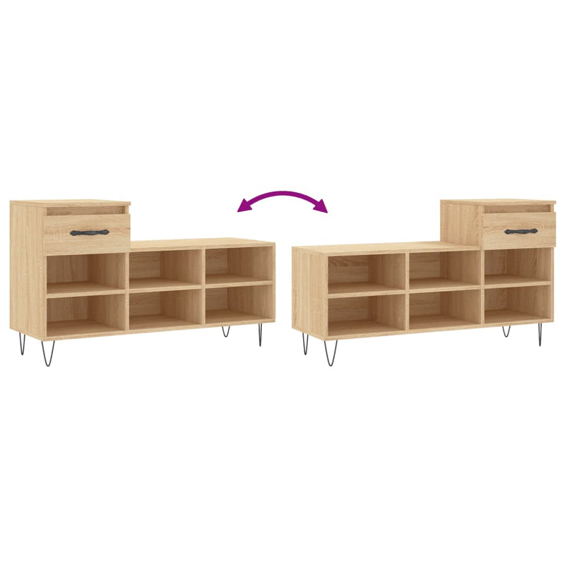 vidaXL sonoma tölgy színű szerelt fa cipőszekrény 102x36x60 cm