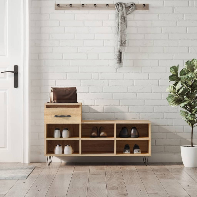vidaXL sonoma tölgy színű szerelt fa cipőszekrény 102x36x60 cm