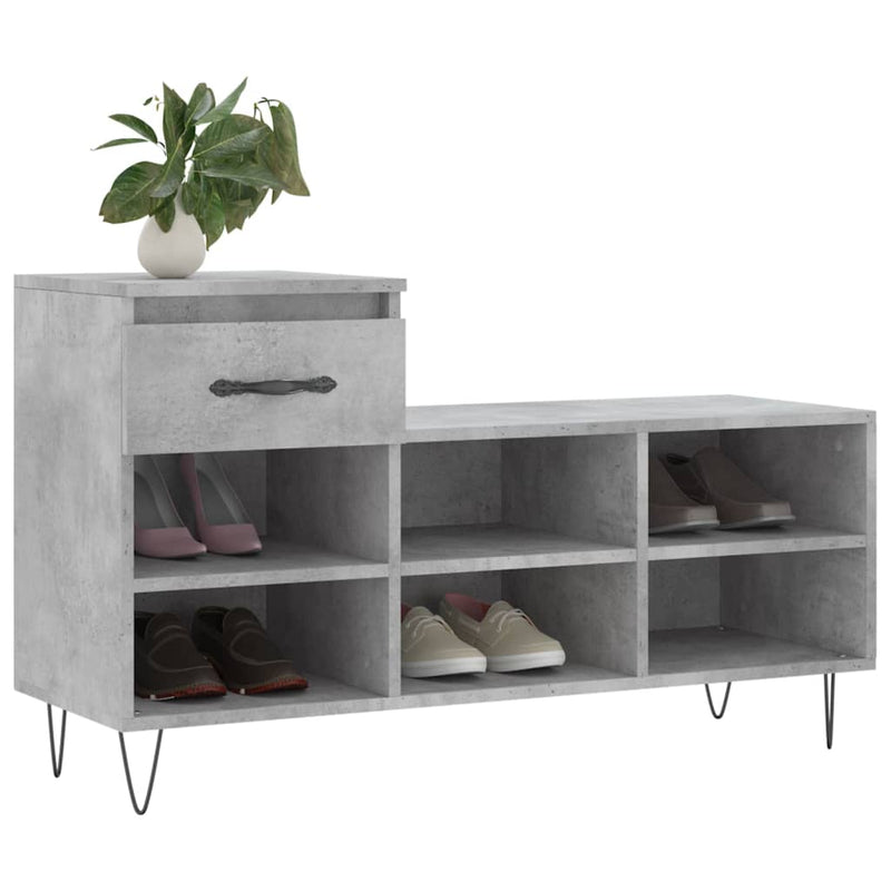 vidaXL betonszürke szerelt fa cipőszekrény 102x36x60 cm
