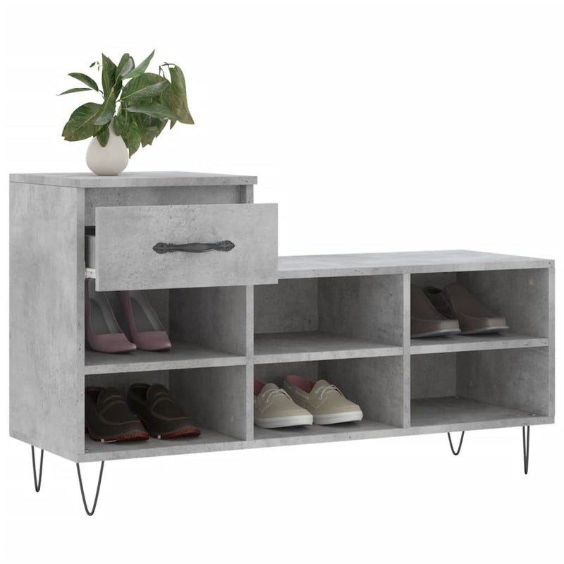 vidaXL betonszürke szerelt fa cipőszekrény 102x36x60 cm
