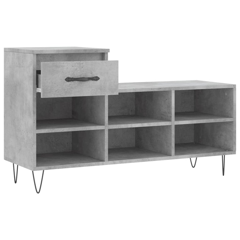 vidaXL betonszürke szerelt fa cipőszekrény 102x36x60 cm