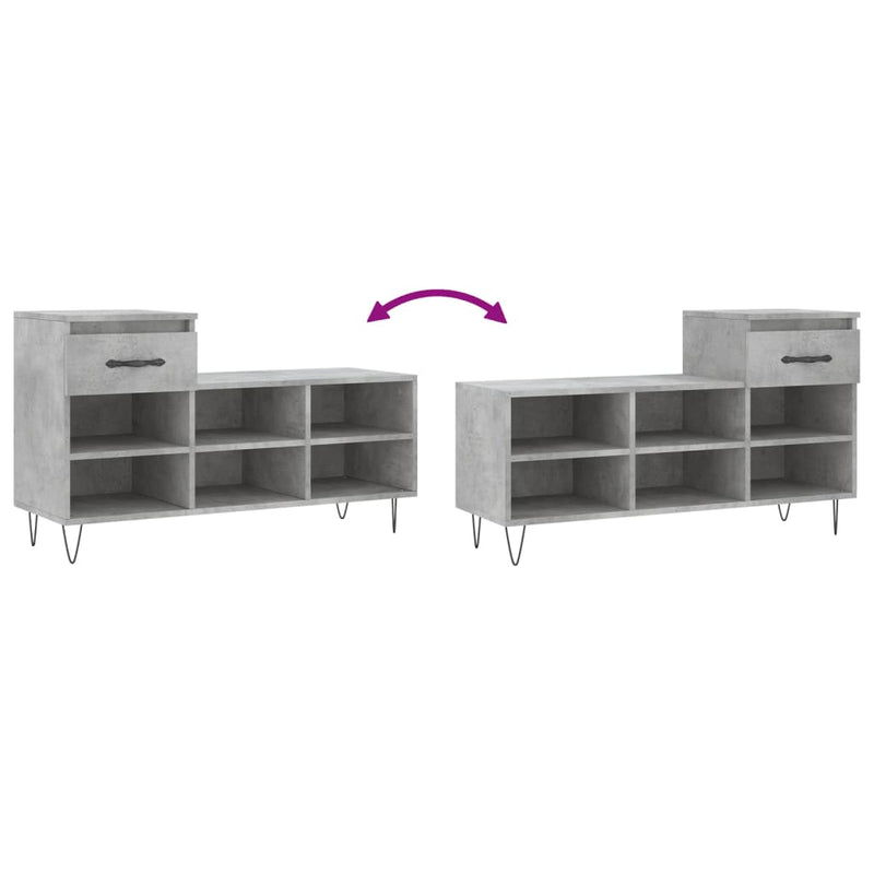 vidaXL betonszürke szerelt fa cipőszekrény 102x36x60 cm