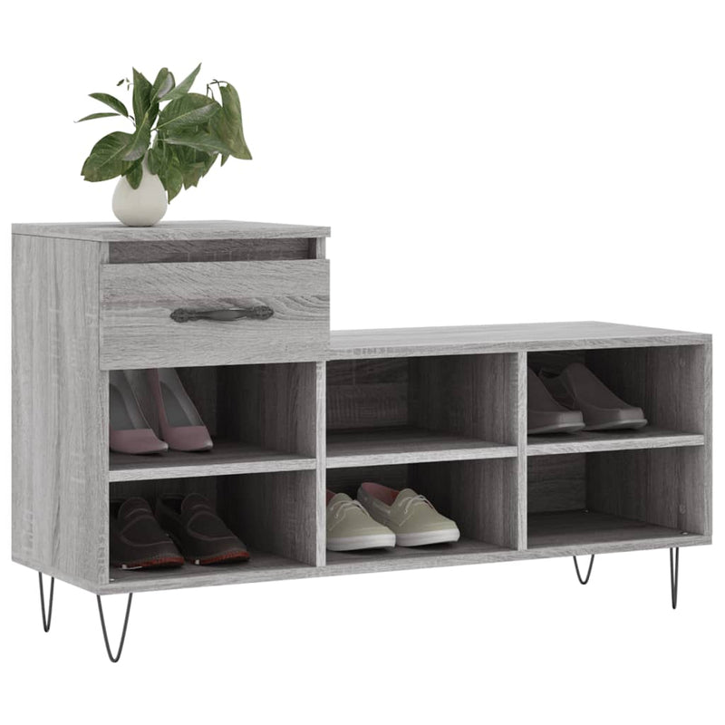 vidaXL szürke sonoma színű szerelt fa cipősszekrény 102x36x60 cm
