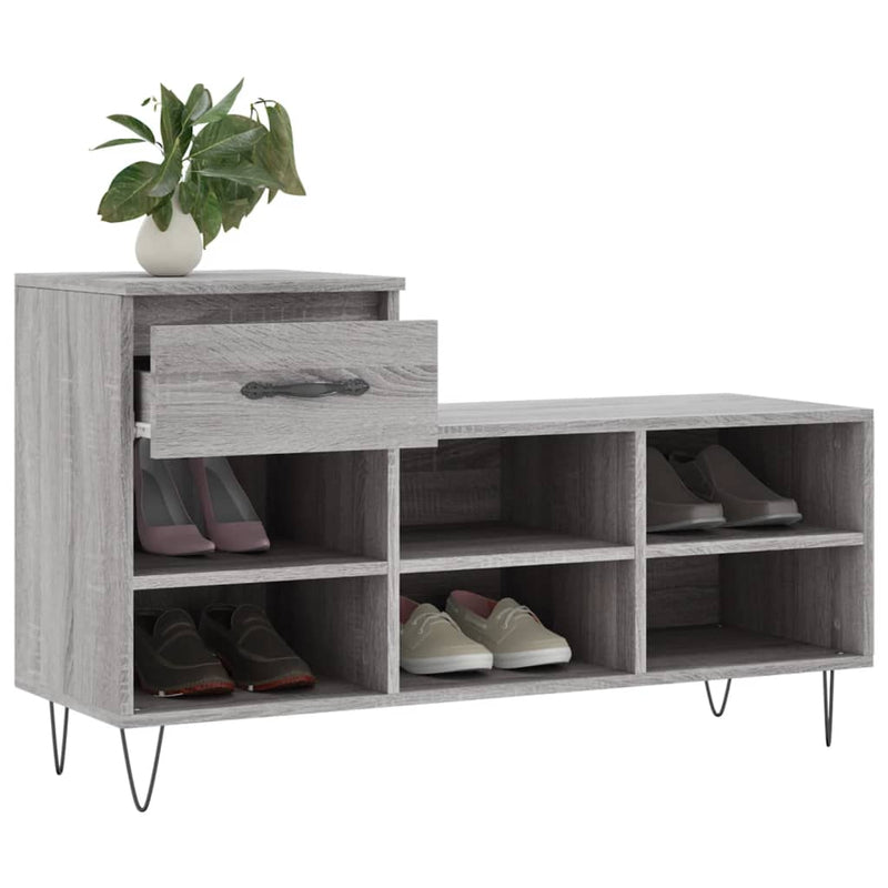 vidaXL szürke sonoma színű szerelt fa cipősszekrény 102x36x60 cm