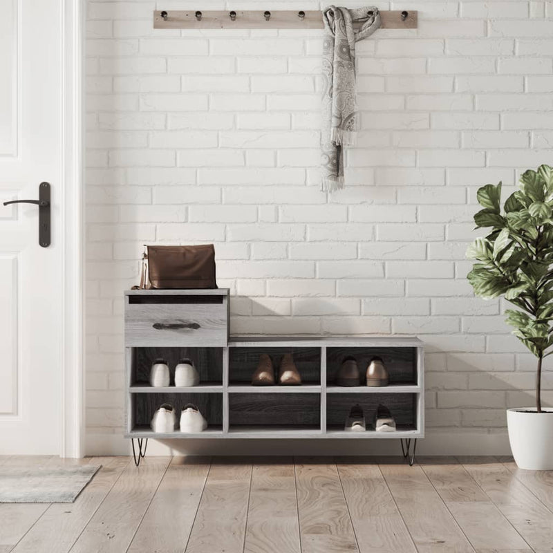 vidaXL szürke sonoma színű szerelt fa cipősszekrény 102x36x60 cm
