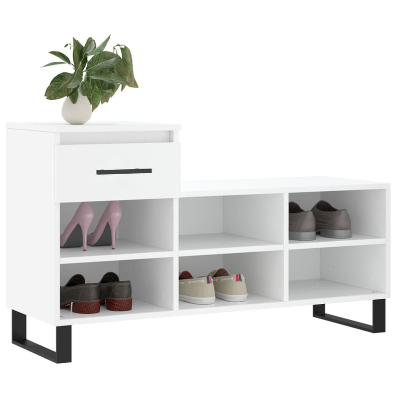 vidaXL fehér szerelt fa cipősszekrény 102x36x60 cm