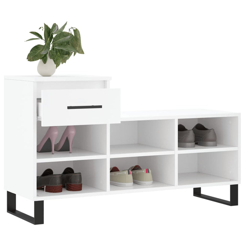 vidaXL fehér szerelt fa cipősszekrény 102x36x60 cm