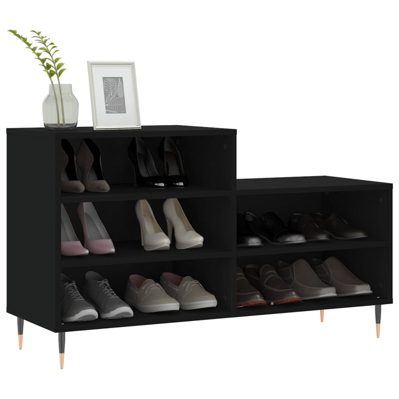 vidaXL fekete szerelt fa cipősszekrény 102x36x60 cm