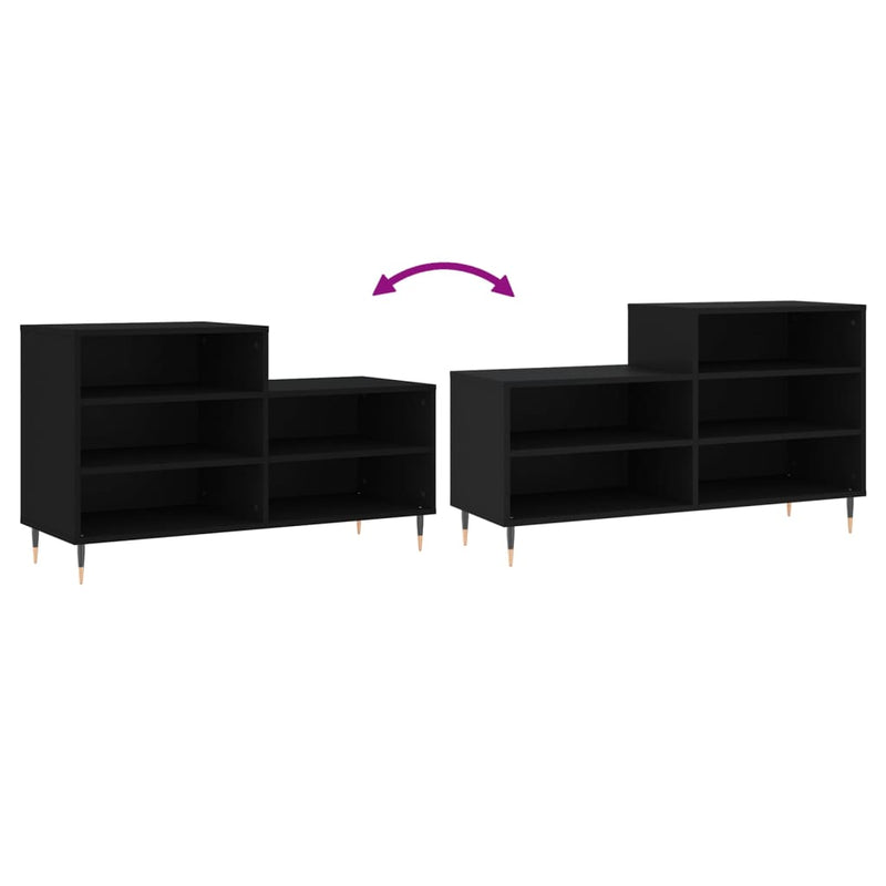 vidaXL fekete szerelt fa cipősszekrény 102x36x60 cm