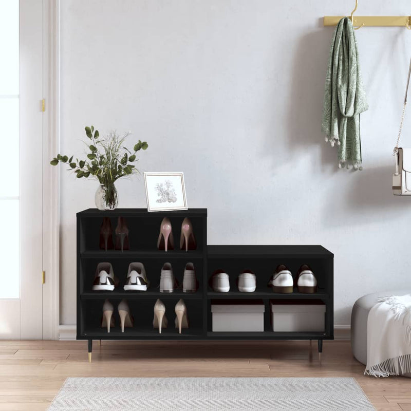 vidaXL fekete szerelt fa cipősszekrény 102x36x60 cm