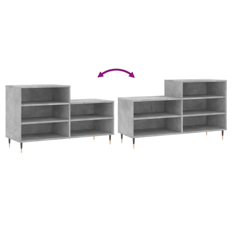 vidaXL betonszürke szerelt fa cipőszekrény 102x36x60 cm
