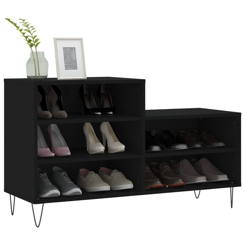 vidaXL fekete szerelt fa cipősszekrény 102x36x60 cm