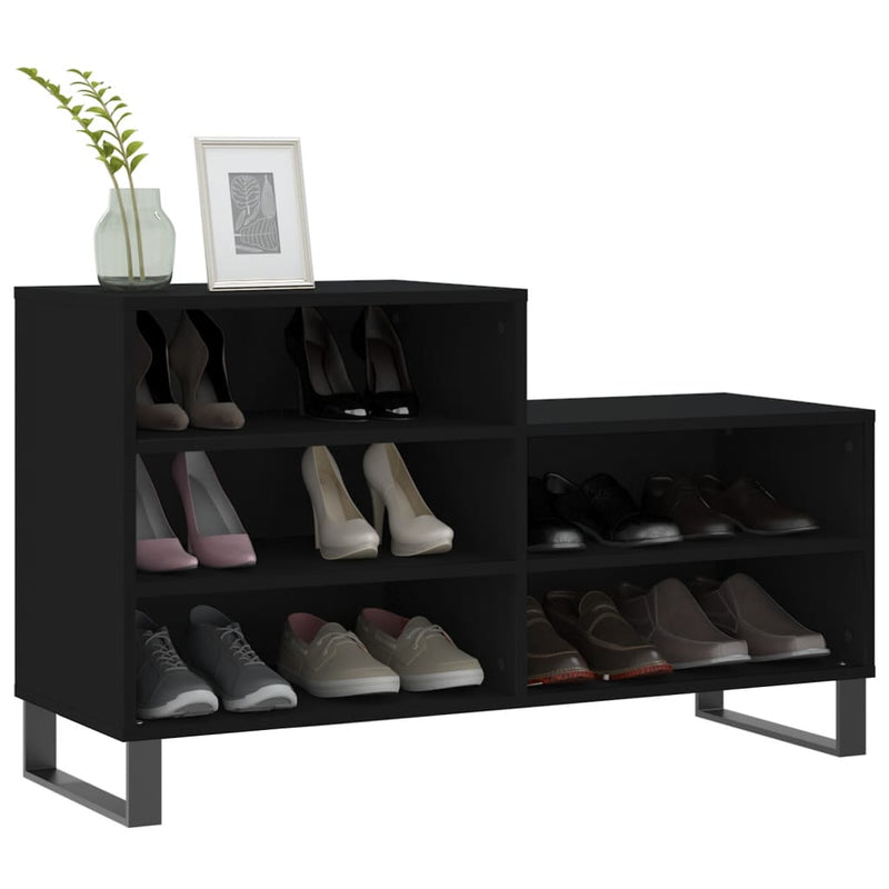 vidaXL fekete szerelt fa cipősszekrény 102x36x60 cm