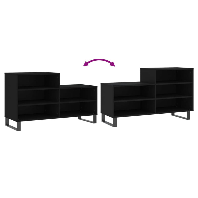vidaXL fekete szerelt fa cipősszekrény 102x36x60 cm