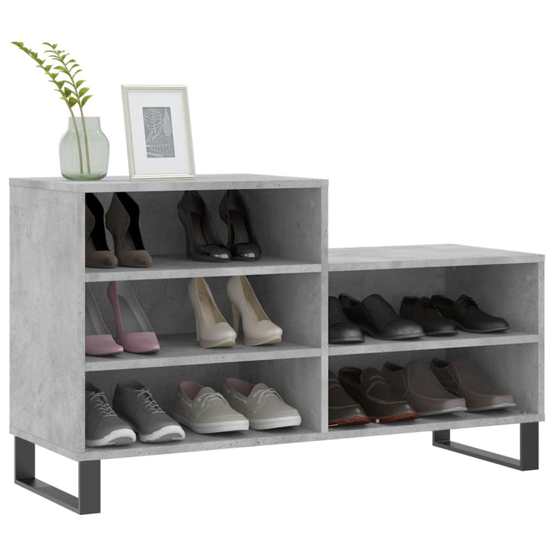 vidaXL betonszürke szerelt fa cipőszekrény 102x36x60 cm