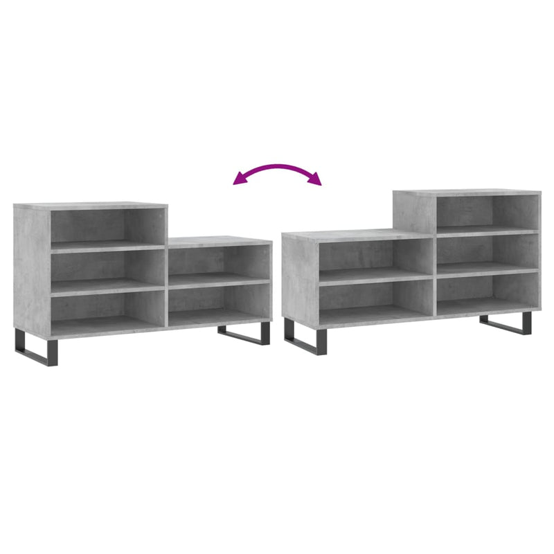 vidaXL betonszürke szerelt fa cipőszekrény 102x36x60 cm