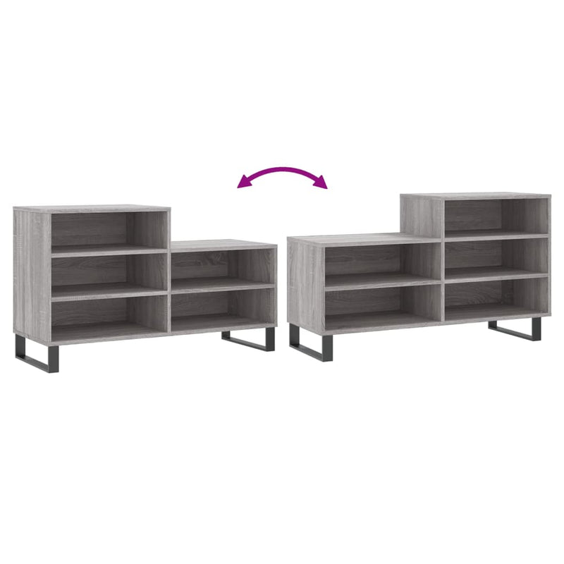 vidaXL szürke sonoma színű szerelt fa cipősszekrény 102x36x60 cm