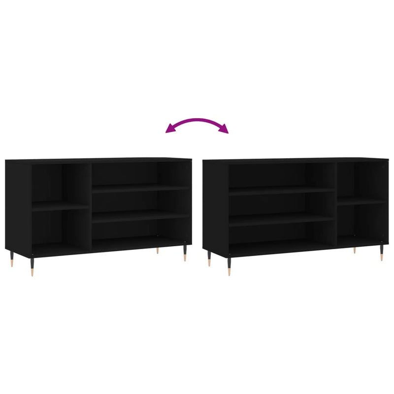 vidaXL fekete szerelt fa cipősszekrény 102x36x60 cm