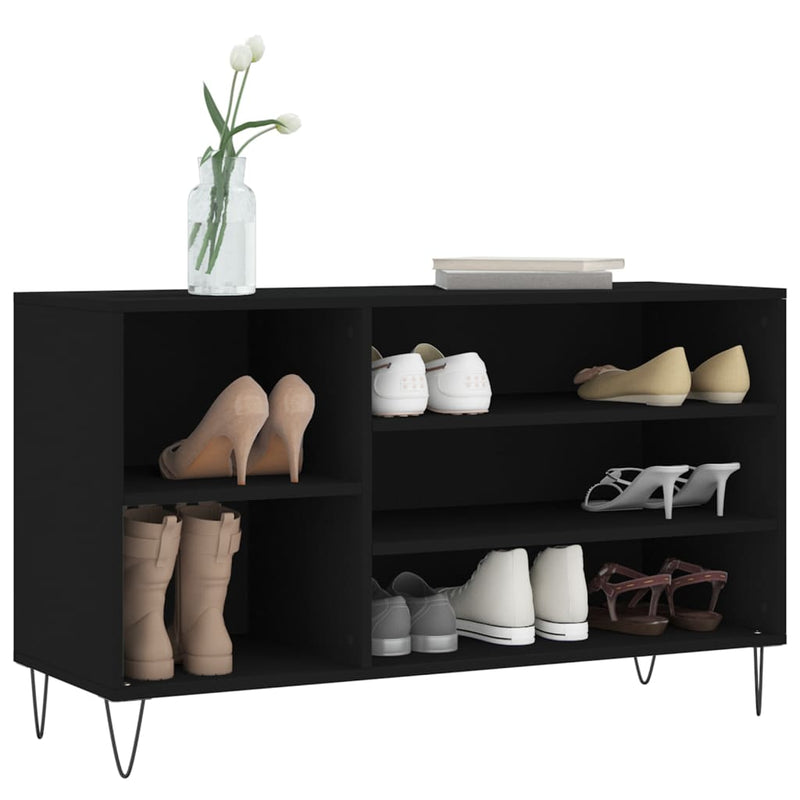 vidaXL fekete szerelt fa cipősszekrény 102x36x60 cm
