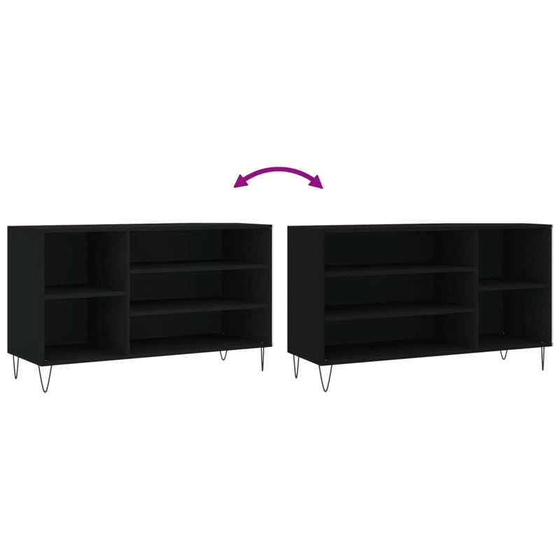 vidaXL fekete szerelt fa cipősszekrény 102x36x60 cm
