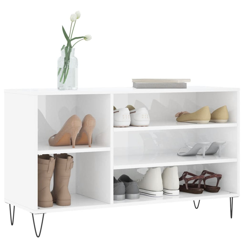 vidaXL magasfényű fehér szerelt fa cipősszekrény 102x36x60 cm