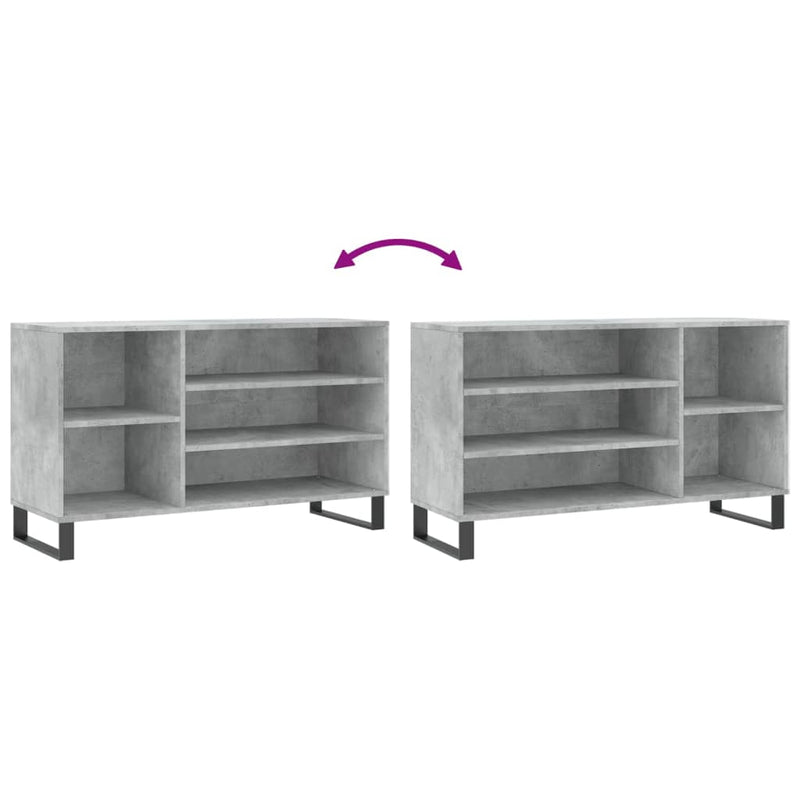vidaXL betonszürke szerelt fa cipőszekrény 102x36x60 cm