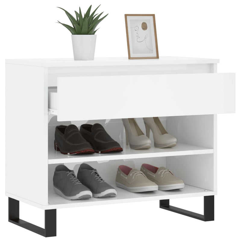 vidaXL magasfényű fehér szerelt fa cipőszekrény 70 x 36 x 60 cm