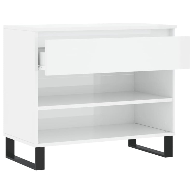 vidaXL magasfényű fehér szerelt fa cipőszekrény 70 x 36 x 60 cm