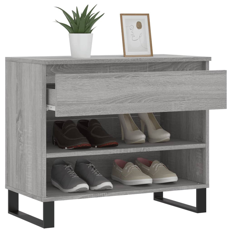 vidaXL betonszürke szerelt fa cipőszekrény 70x36x60 cm