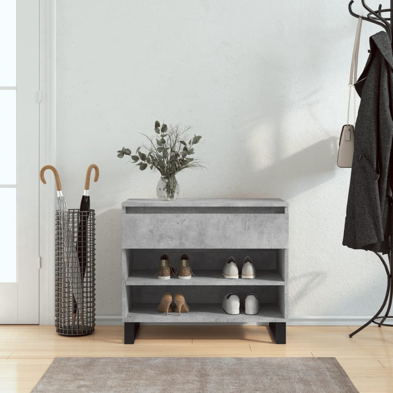 vidaXL betonszürke szerelt fa cipőszekrény 70x36x60 cm