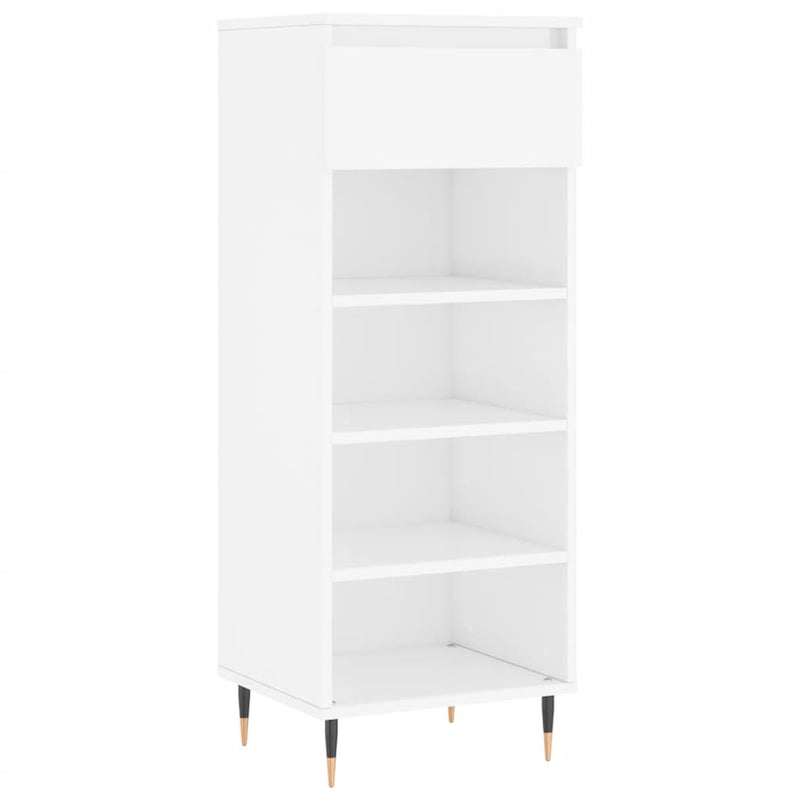 vidaXL magasfényű fehér szerelt fa cipőszekrény 40x36x105 cm