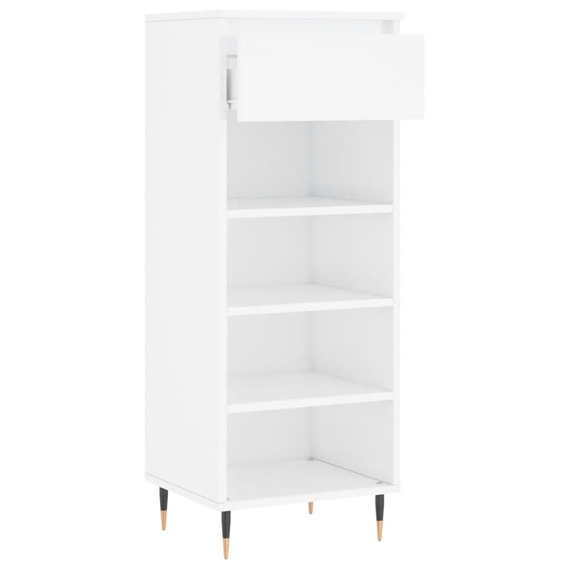 vidaXL magasfényű fehér szerelt fa cipőszekrény 40x36x105 cm