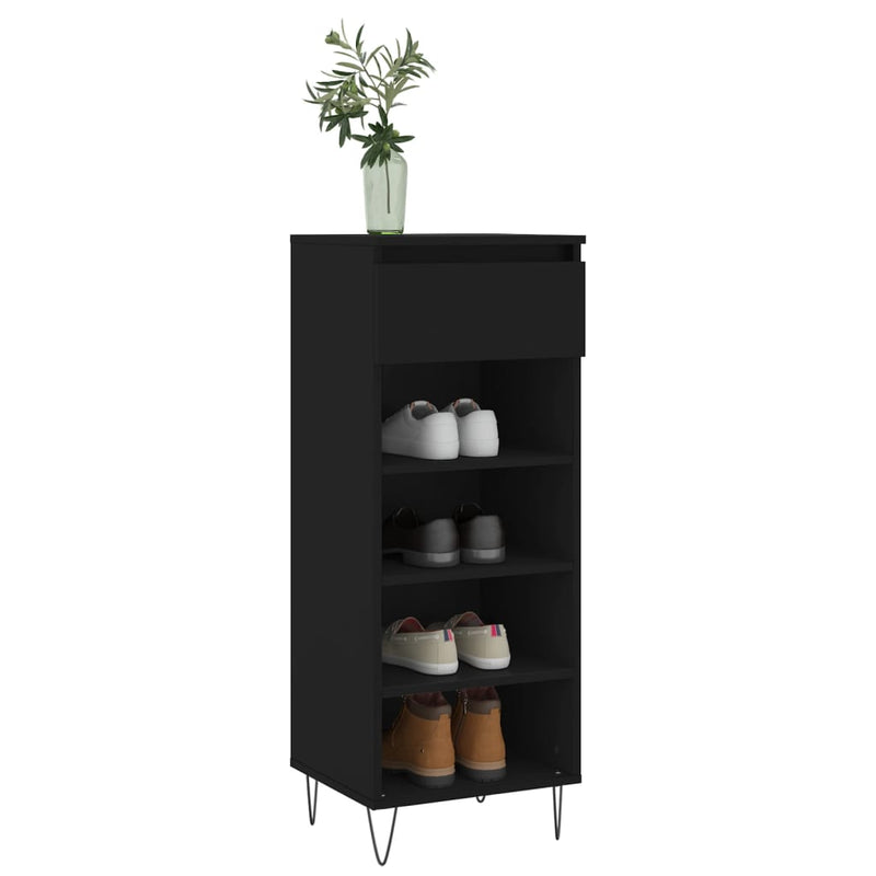 vidaXL fekete szerelt fa cipősszekrény 40x36x105 cm