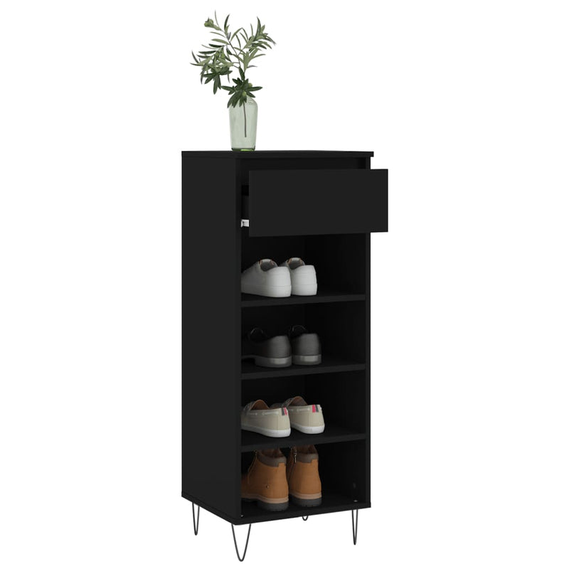 vidaXL fekete szerelt fa cipősszekrény 40x36x105 cm