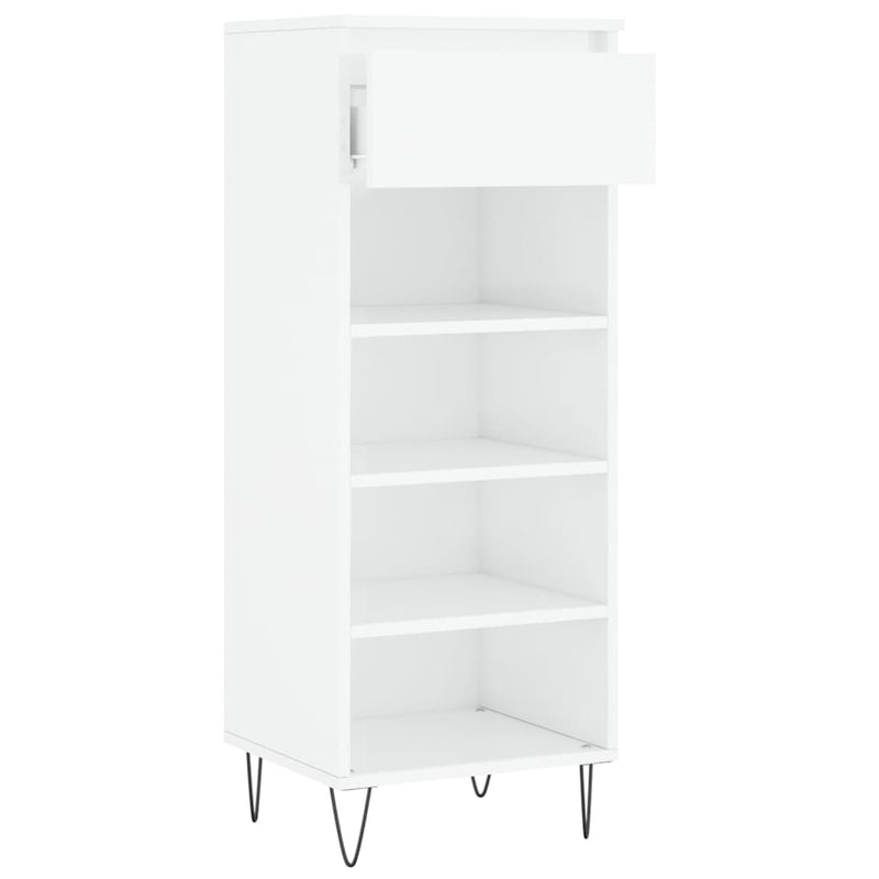 vidaXL magasfényű fehér szerelt fa cipőszekrény 40x36x105 cm