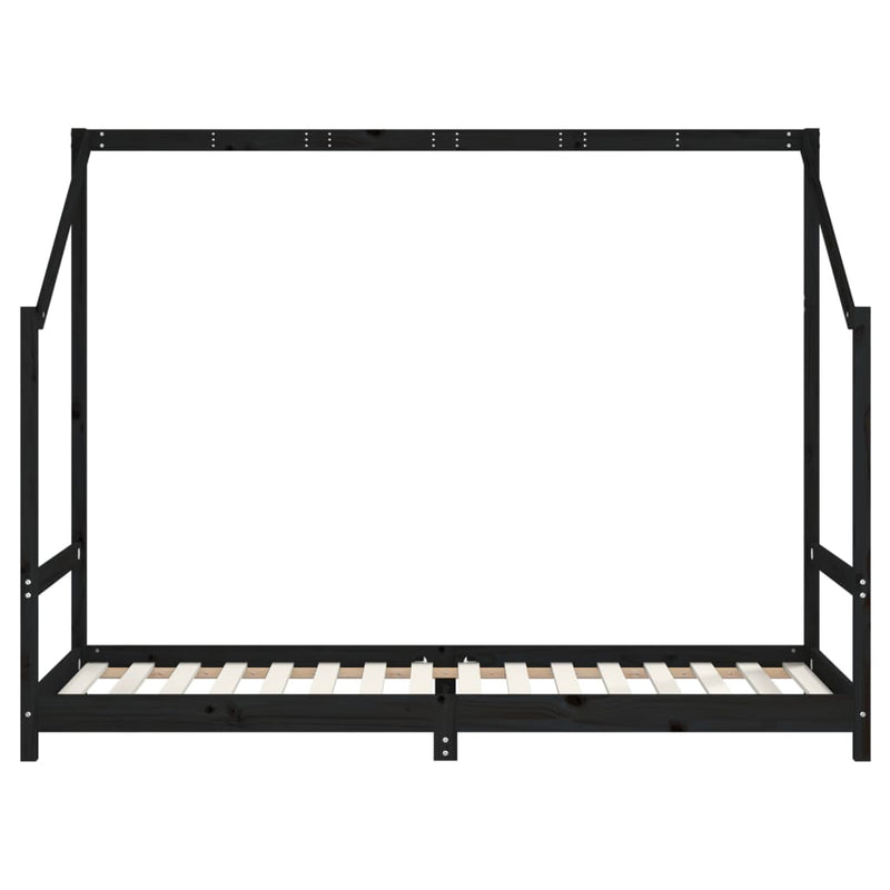 vidaXL fekete tömör fenyőfa gyerekágykeret 80 x 200 cm