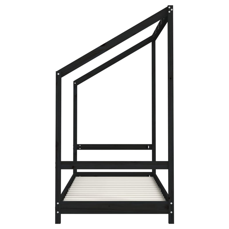 vidaXL fekete tömör fenyőfa gyerekágykeret 80 x 200 cm