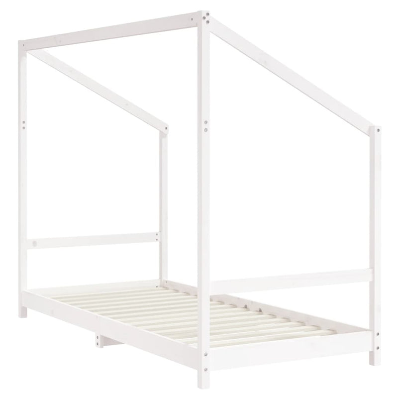 vidaXL fehér tömör fenyőfa gyerekágykeret 90 x 200 cm